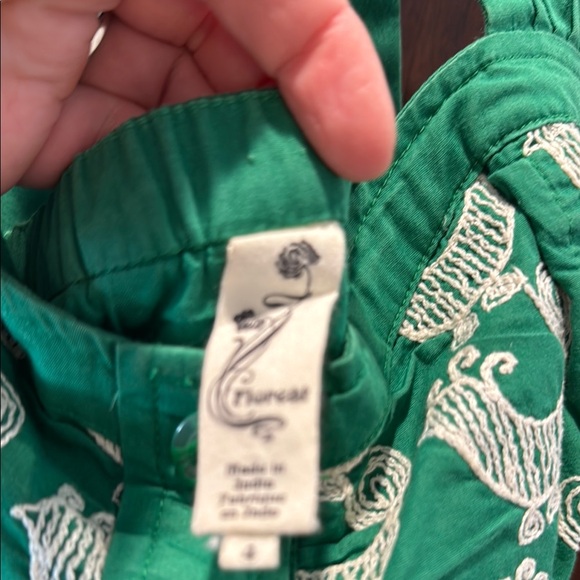 Green Halter Dress with White Pattern - Picture 2 of 3